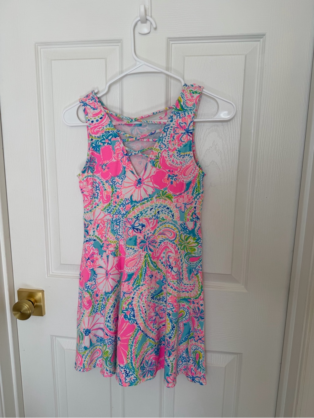 Lilly Pulitzer ( girls size 12 ) Pink Multicolor Floral Paisley Tank Dress - Picture 2 of 5